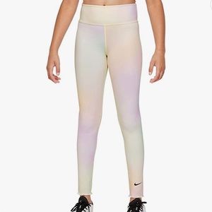 Nike One Kids Girls Aura Training Tights Leggings Dri Fit Pastel New Size Large